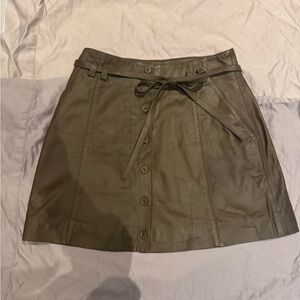 Joie Khaki Leather Mini Skirt